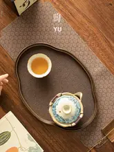茶トレイ 竹製 竹編み 海棠形 ヴィンテージ 茶盤 乾泡台 茶器 急須 上品