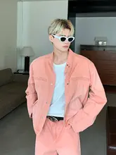 肩パッド付き デニムジャケット【メンズ・ヴィンテージ風・フィット】とストレートパンツ（セットアップ対応）
