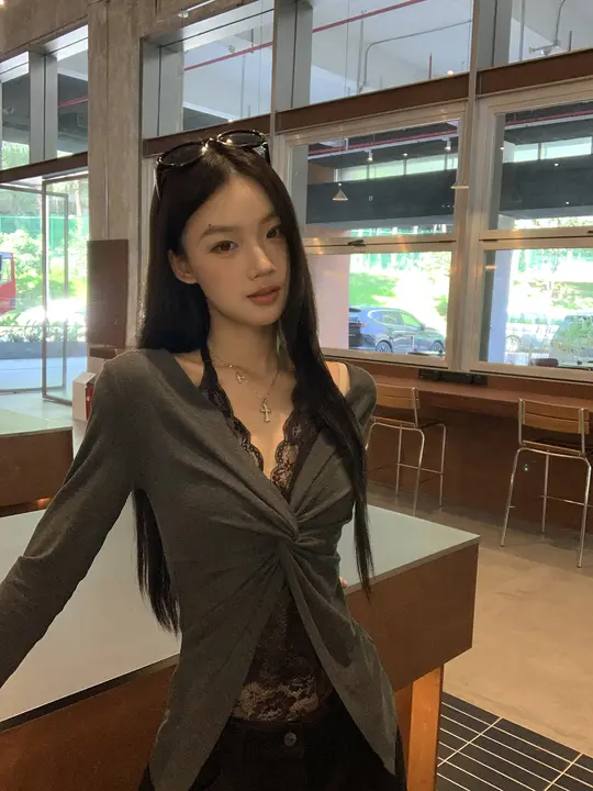 レディース 長袖インナーシャツ【レース・韓国風・秋用】