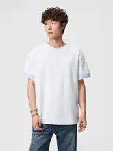 半袖Tシャツ ユニセックス ストライプ パッチワーク バイカラー クルーネック ルーズ アメリカン風 秋 「RHRB」