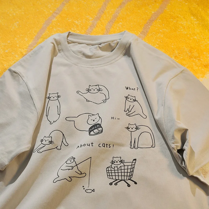 猫のデザインがかわいい！コットンTシャツ：ねこあつめと日常ファッションの融合