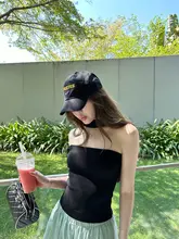 リブニットのハングカラーブラウス【薄手・氷絲・フィット感あり】