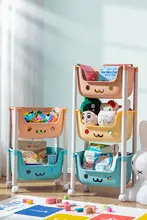 カート 子供向け おもちゃ収納ラック 家庭用ブックシェルフ 移動可能な多層整理ラック