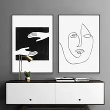 白黒ラインデザインのアートパネル【リビングソファの背景壁・北欧風・抽象画】