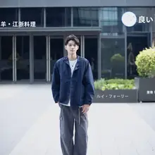 メンズ春秋用アウトドアジャケット【ルーズフィット・防風・スタンドカラー】