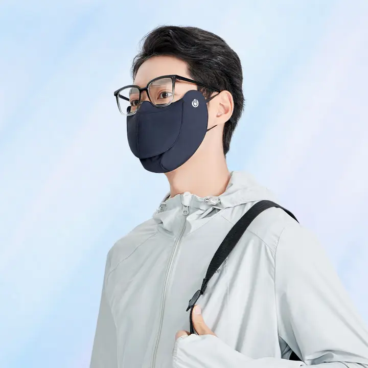 UVカット全顔用マスク【夏用・通気性・男性用・大開口デザイン】