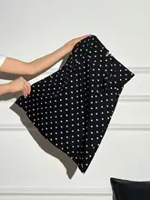 モノクロドット柄のハイウエストAラインスカート【カジュアル・通勤用・女性用】