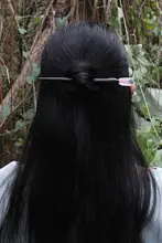 黒檀のヘアピン ピンクガールハート