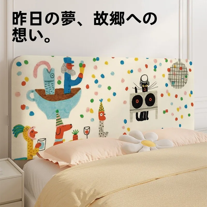 子供部屋用カートゥーン動物デザインのベッドヘッドカバー：全周カバーで防塵・寝かしつけに最適な選択