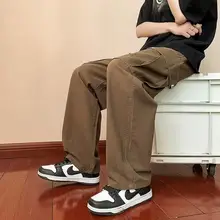 ブラウンシティボーイ風ヴィンテージカーゴパンツ【ルーズフィット・ワイドレッグ・古着スタイル】（セットアップ対応）
