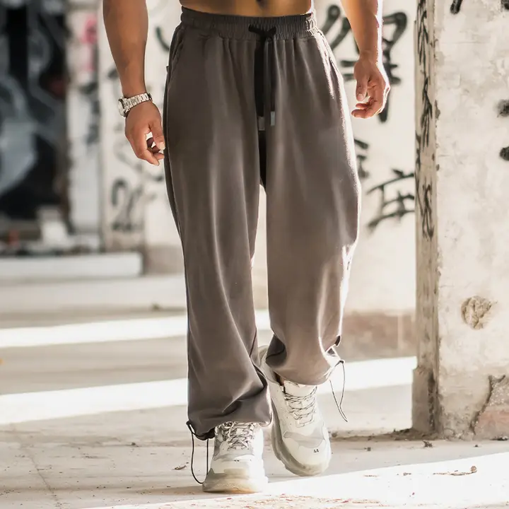 MuscleFaith メンズ 秋冬用 ジョギングパンツ【ゆったりシルエット・カジュアル・ドローストリング付き】（セットアップ対応）