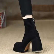 防水ヒールブーツ【ブラック・ショート・ジッパーデザイン・極上の柔らかさ】