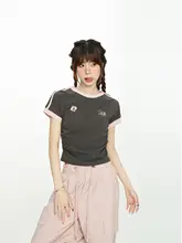 グレーのショートスリーブTシャツ【アメリカンビンテージスタイル・ウエストシェイプ】