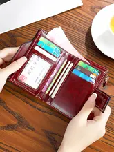 ヴィンテージ風オイルワックスレザー短財布【女性用・多ポケット・小銭入れ付き】