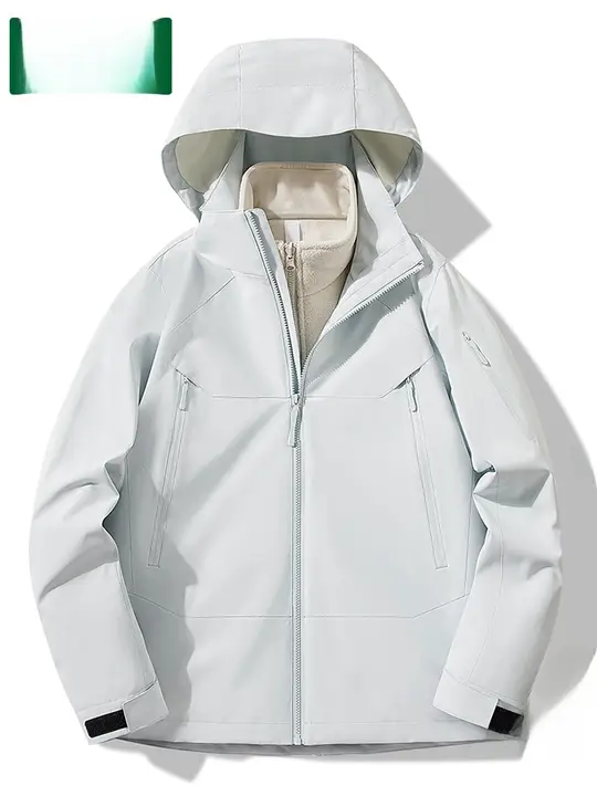 女性用三合一防風登山ジャケット【取り外し可能・裏起毛・アウトドア用】（セットアップ対応）