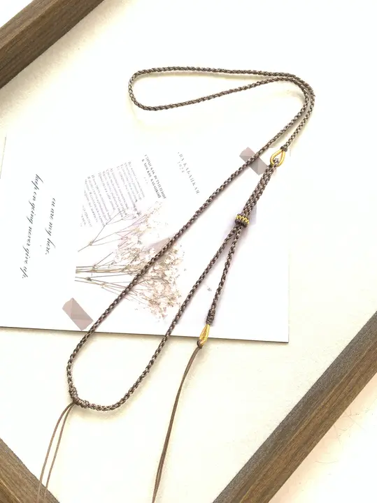 手作り編みネックレスロープ【二重吊り・女性用・翡翠・黄金・和田玉】