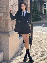 春のコーディネート！トレンドの韓国風シャツ・ジャケット・スカート【学院風・三点セットアップ対応】