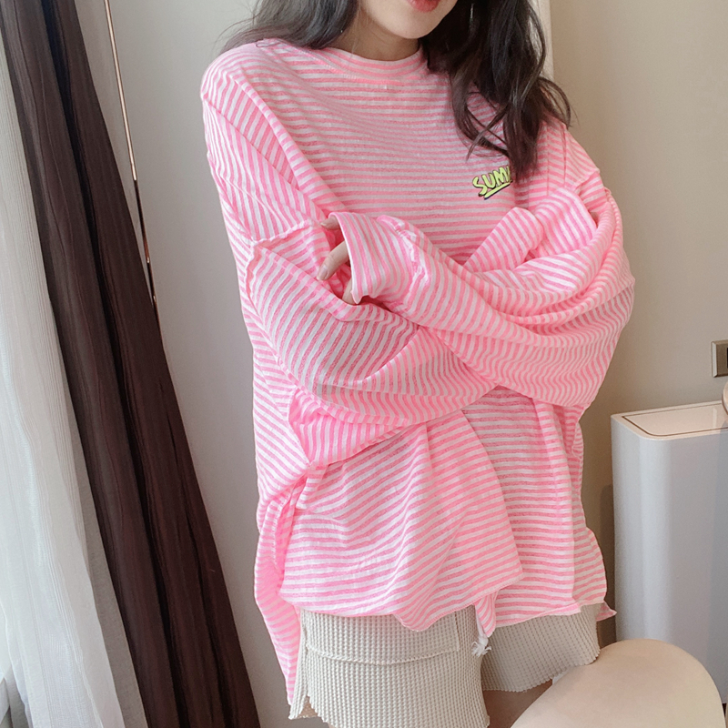 春夏用 カジュアルストライプ柄 長袖タンクトップ チュニ�ックワンピース（セットアップ対応）