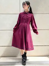 シンプルデザインの長袖シャツワンピース【工装風・秋季用・無地】