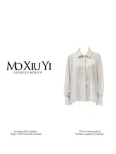 木耳付き襟のドロストシャツ【女性用・オシャレなデザイン・シングルウェア】