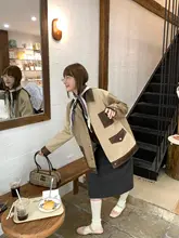 秋の配色 コントラスト切替ラペルコート【オーバーサイズ】＋クラシックAラインスカート【スタイルアップ】（セットアップ対応）