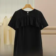 桑蚕絲製デザインフリルTシャツ【カジュアル・短袖】