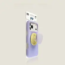 アンティーク風ホワイトジェリー ハート型エアバック磁気吸着スタンド【OPPO Findx9用・液体シリコン製】
