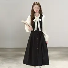 高級感漂うサスペンダー付きワンピース【秋冬用・大人カジュアル・上品デザイン】（セットアップ対応）