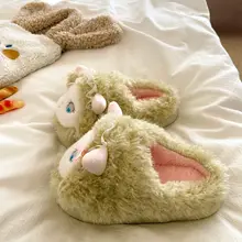 かわいいデザインのミニオン風モコモコスリッパ【保温・厚底・女性用】