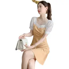 フリルデザインのマーメイドドレス【夏用・ショートスリーブ・アシンメトリック】（セットアップ対応）