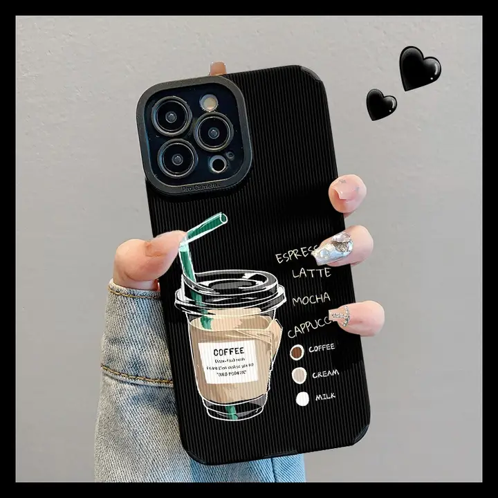 iPhone対応 ドラマチックなデザインのスマホケース【コーヒー・英文・防御力向上】