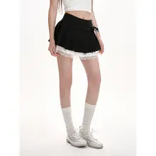 黒のJKスタイル ハイウエストプリーツスカート【夏用・Aライン・美脚効果】
