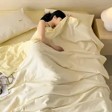 全棉ワッフル織りの薄手夏用掛け布団【通気性・涼感・洗濯可能】