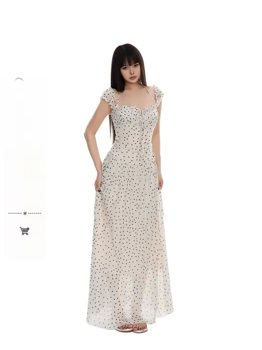 白色ドット柄キャミソールワンピース【夏用・ウエストシェイプ・女性用】（セットアップ対応）
