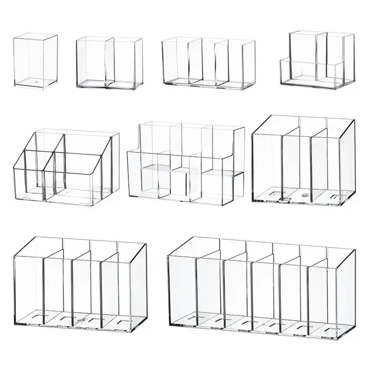 透明アクリル製化粧品収納ボックス【デスクトップ用・筆ブラシ・口紅・整理整頓】