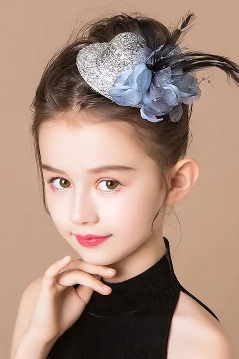 ヘアアクセサリー キッズ ガールズ ゴールド スパンコール ミニハット カチューシャ ヘアクリップ フォーマル ドレス 発表会 コンサート
