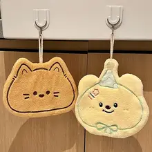 ハンドタオル キュート 厚手 吸水性 速乾 毛羽落ちしにくい ループ付き キッチン 洗面所 家庭用