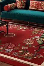 中華風デザインの防水防滑ラグマット【暖かい・リビング用・お正月向け・赤色】