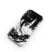 二次元イラストデザイン スマートフォンケース【白黒・ソフトシリコン・Huawei P60/iPhone 11/12/13/14/15/16対応】
