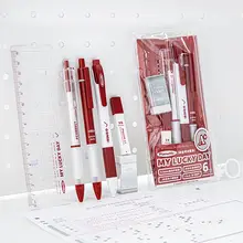 文房具セット 受験用 ゲルインキボールペン マークシート用ペン 消しゴム 定規 ボルドー 入試 「Planwith」