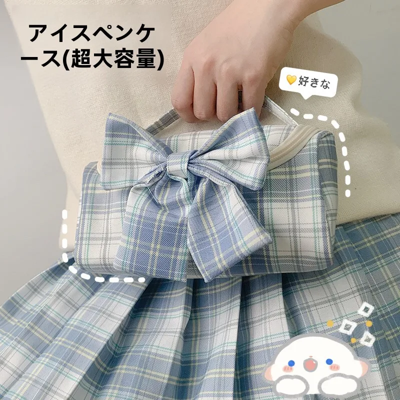 可愛いリボン付き文具ケース：中学生彼女向けのシンプルで機能的なペンケース