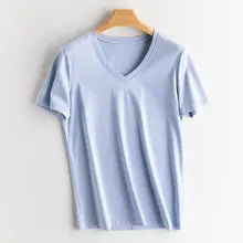 上質素材のラウンドネックとVネックのシルクタッチコットン短袖Tシャツ【春向け・女性用】