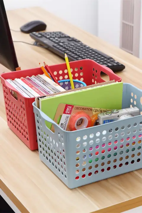 キッチン用プラスチック収納バスケット【デスクトップ収納・雑貨用】