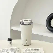 シンプルなデザインのコーヒー保温カップ【保冷機能・小容量・ストロー付き・携帯用】