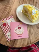 メッセージカード ハート りんごケーキ キュート 誕生日 記念日 お祝い「Tagi.」