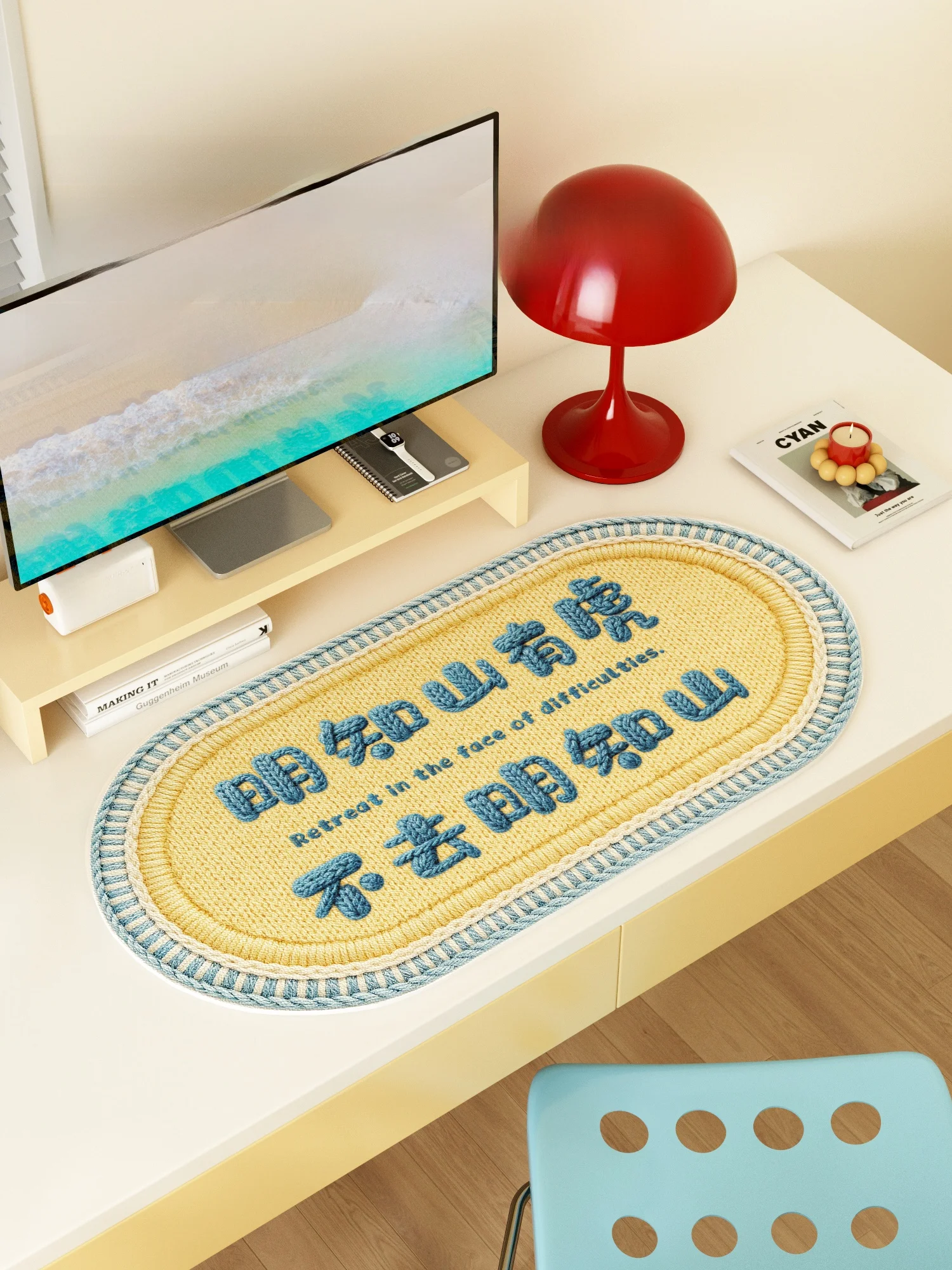 大きめデザインのマウスパッド：イエロー＆ブルーの軽奢スタイルで日常のデスクを美しく