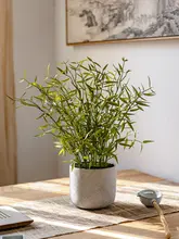 ミニ竹の葉の盆栽 偽の花 グリーン装飾 プラスチック ホーム オフィス