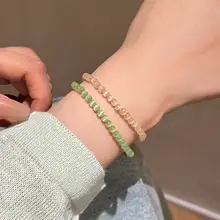 高光の極細猫目石ブレスレット【小さなデザイン感・ビーズ装飾・甘いスタイル】