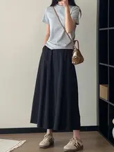 スカート 黒 ぽっちゃり体型向け 大きいサイズ ハイウエスト スリムに見える Aライン