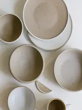 北欧デザイン 陶器製1人用食器セット【マグカップ・サラダプレート・ライスボウル】